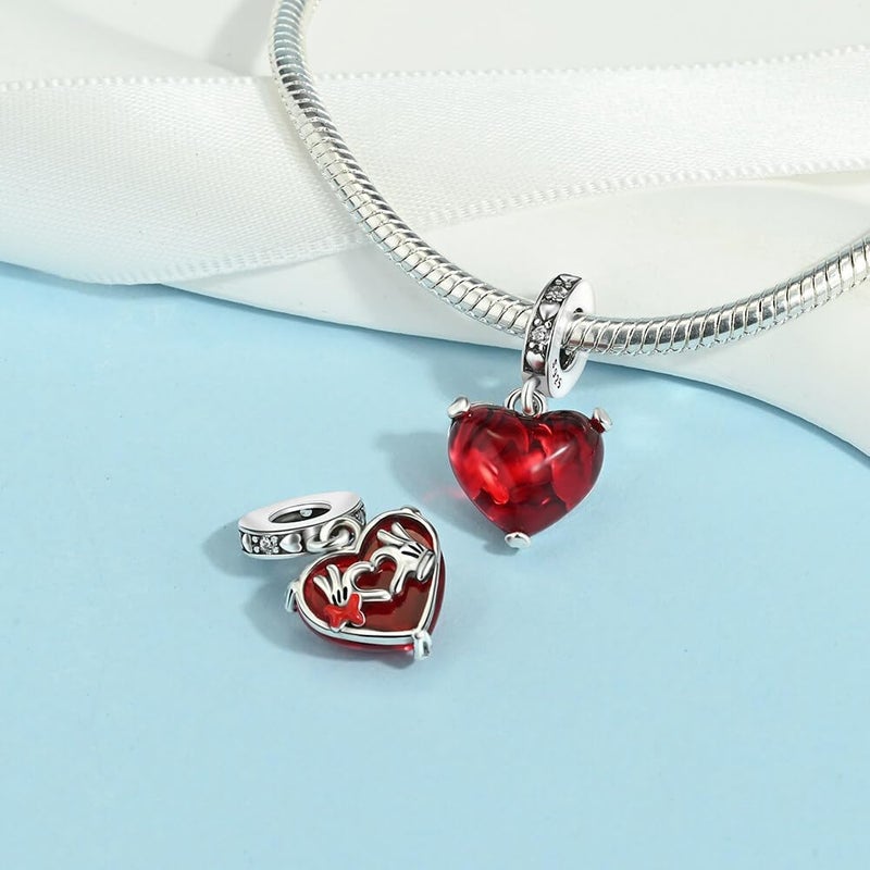 VALGACLS Mom Wife Daughter Love Heart Wedding Rings Charms 925 Sterling Silver Charms for Bracelets Necklace Valentine's Day Mother's Day Jewelry Charm for Women - Image 3